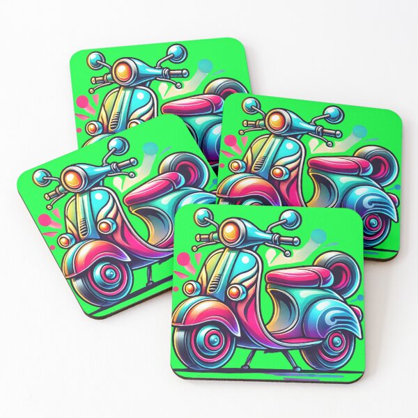 Item preview, Colorful cartoon scooter with retro design and playful details. designed and sold by BestDetailer.