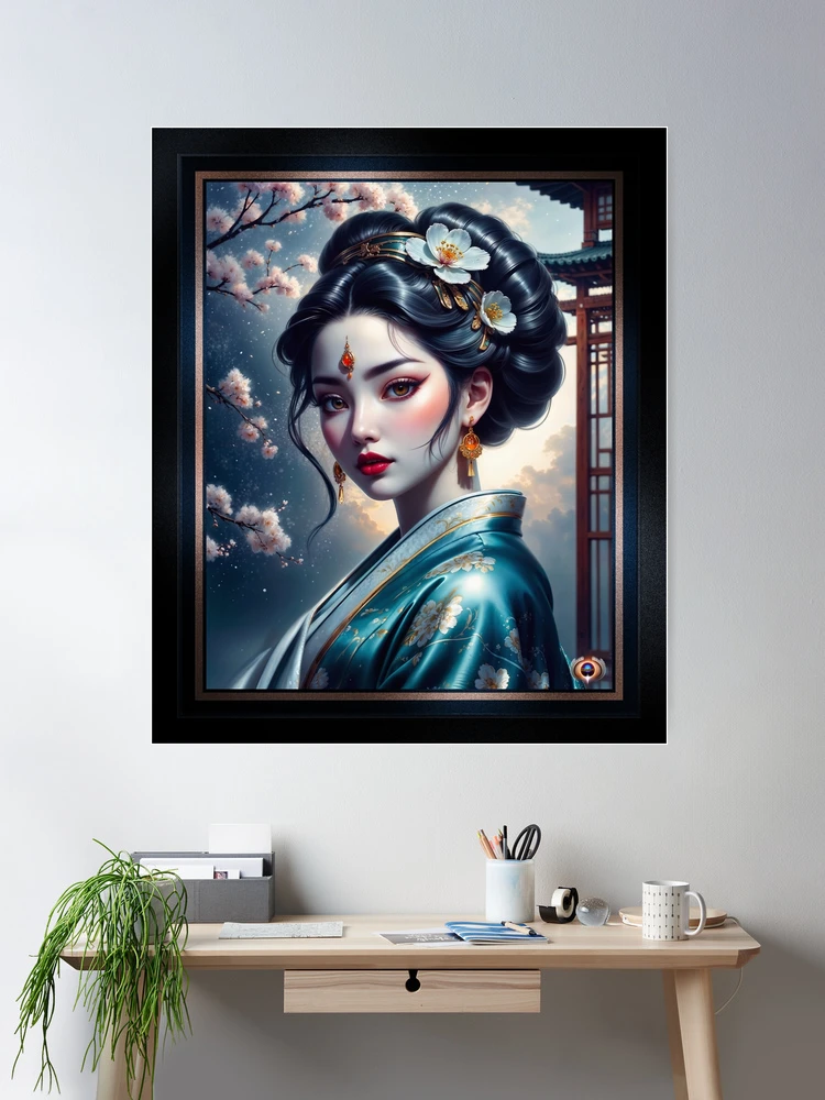 The Timeless Grace And Tranquil Elegance Of Hisako Takahashi Mesmerizing AI Concept Art by Xzendor7 Room Decor Poster Art Print