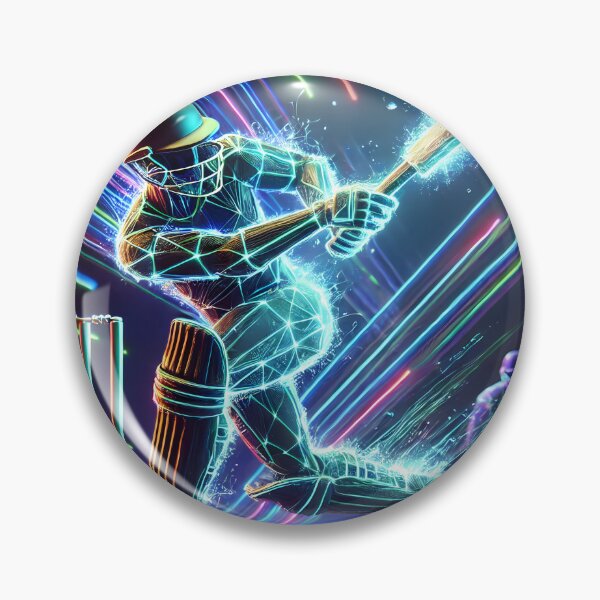 Item preview, Cyber Cricket Warrior – Futuristic Neon Sports Art designed and sold by FusionCipher.
