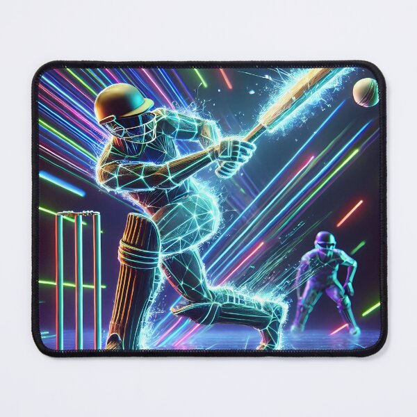 Item preview, Cyber Cricket Warrior – Futuristic Neon Sports Art designed and sold by FusionCipher.