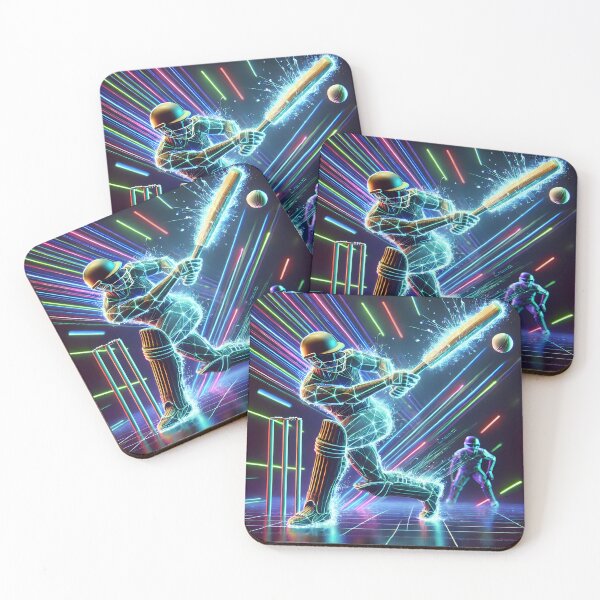 Item preview, Cyber Cricket Warrior – Futuristic Neon Sports Art designed and sold by FusionCipher.