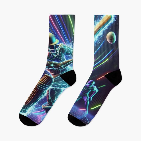 Item preview, Cyber Cricket Warrior – Futuristic Neon Sports Art designed and sold by FusionCipher.