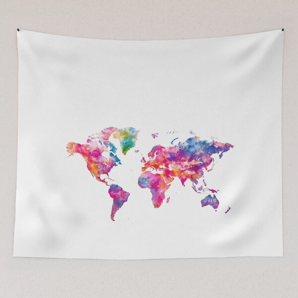 Item preview, Vibrant Watercolor World Map - Artistic Continents  designed and sold by VibeTCreations.