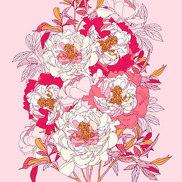Artwork thumbnail, Pink Peony Spring Floral Bouquet by ShowMeMars