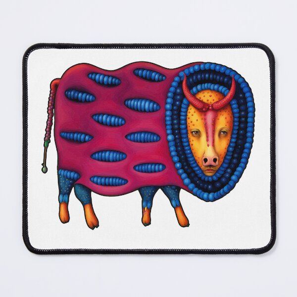 Item preview, Elegant Naive Art Bull T-Shirt - Vibrant Blue and Burgundy designed and sold by GorinART.