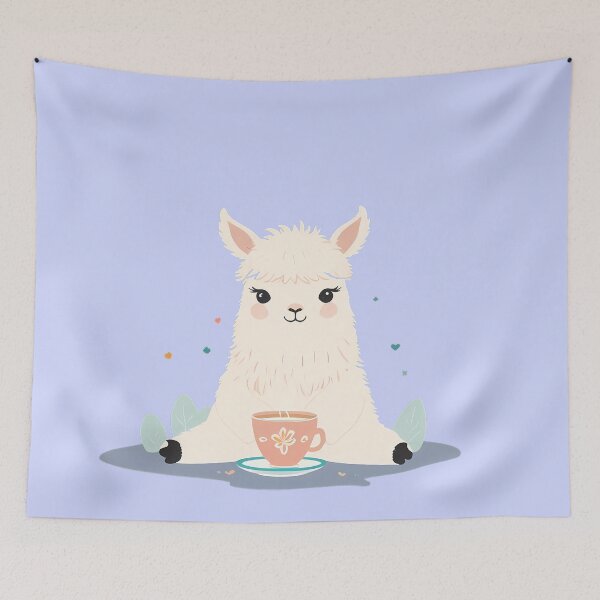 Item preview, Cute Llama having tea designed and sold by WoollenLlama.