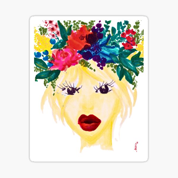 Item preview, The Queen of Flowers - Portrait of a woman with a crown of flowers designed and sold by Harena Grace .