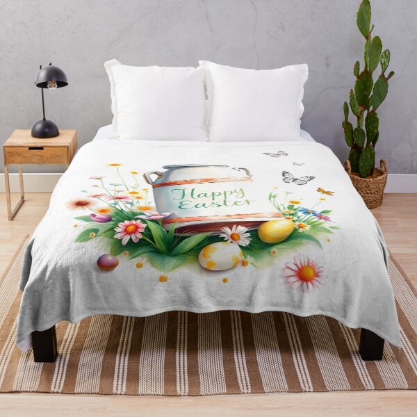 Item preview, Happy easter with colorful eggs and flowers illustration designed and sold by Valentina-ty.