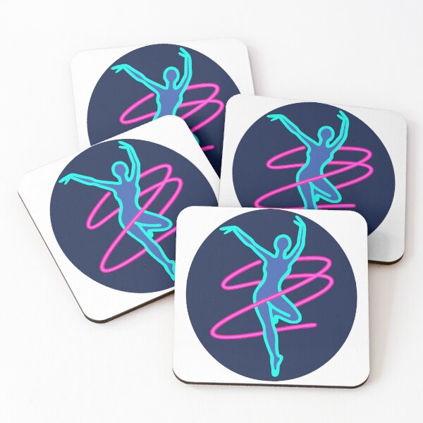 Item preview, Neon Illustration of a Dancer with Pink Ribbon Swirl on Dark Background designed and sold by Creative88Art.