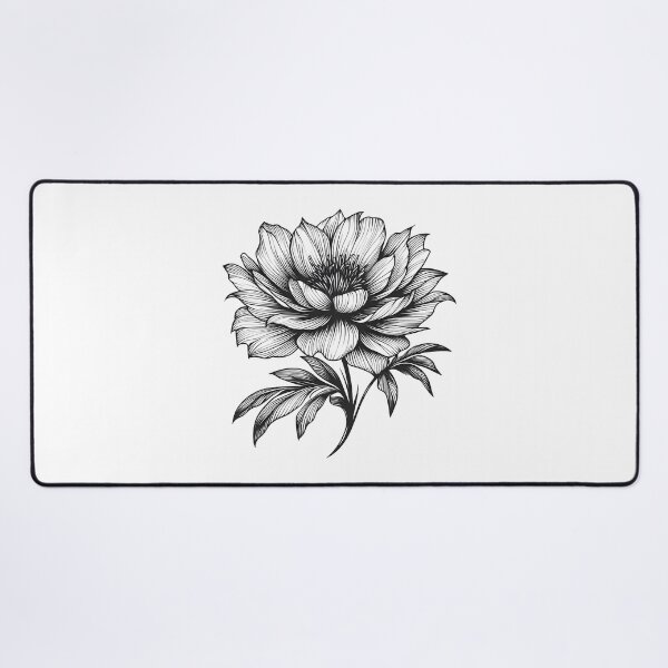 Aperçu de l'œuvre Fleur lineart noir et blanc créée et vendue par DogArtGallery.