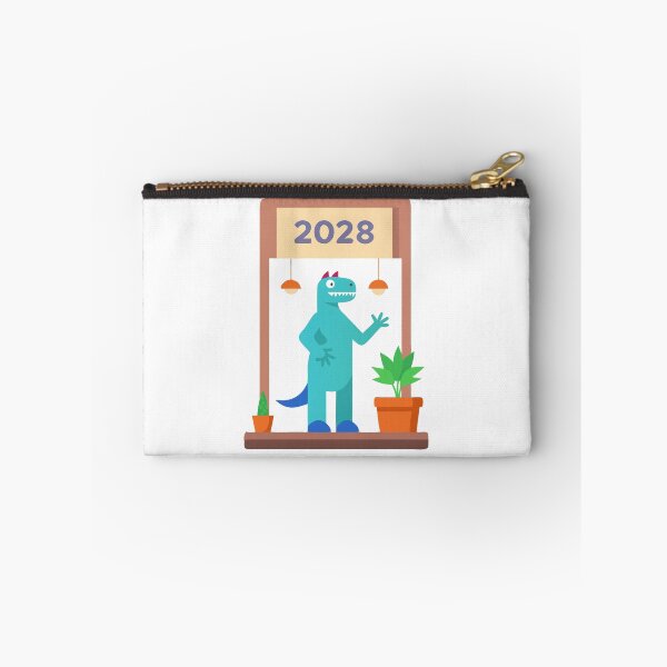 Item preview, Cartoon Blue Dinosaur with Pink Accents Under 2028 Wooden Frame designed and sold by Creative88Art.