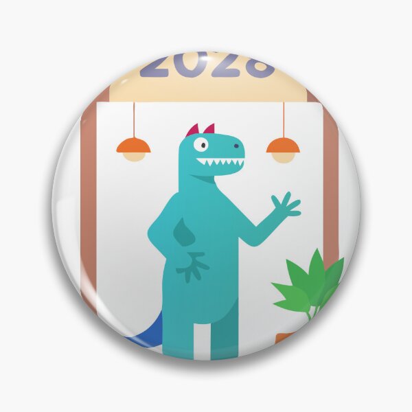Item preview, Cartoon Blue Dinosaur with Pink Accents Under 2028 Wooden Frame designed and sold by Creative88Art.