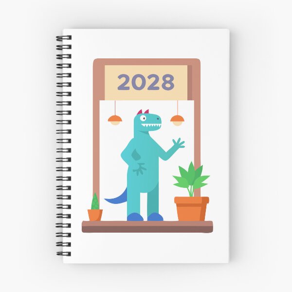 Item preview, Cartoon Blue Dinosaur with Pink Accents Under 2028 Wooden Frame designed and sold by Creative88Art.