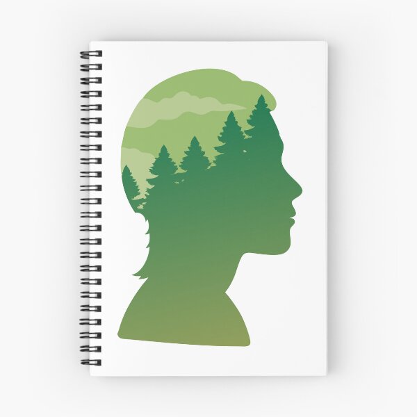 Item preview, Silhouette of Human Head with Nature Inspired Design on Black Background designed and sold by Creative88Art.