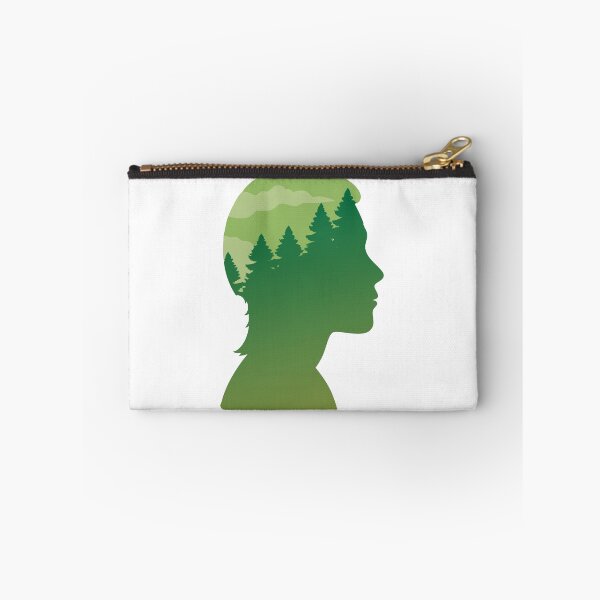 Item preview, Silhouette of Human Head with Nature Inspired Design on Black Background designed and sold by Creative88Art.