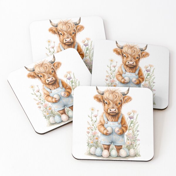 Item preview, Highland cow calf, Easter design, cow in Overalls designed and sold by DesignStudio135.