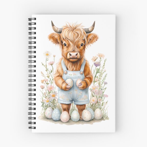 Item preview, Highland cow calf, Easter design, cow in Overalls designed and sold by DesignStudio135.