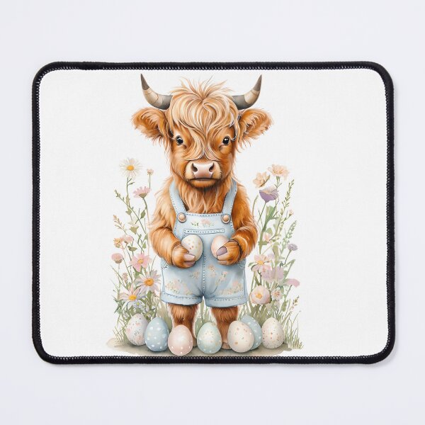 Item preview, Highland cow calf, Easter design, cow in Overalls designed and sold by DesignStudio135.