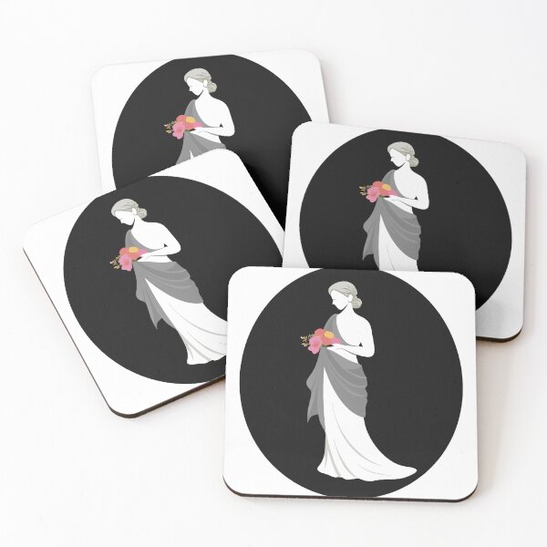 Item preview, Silhouette of Woman in Gray Gown Holding Vibrant Flower Bouquet designed and sold by Creative88Art.