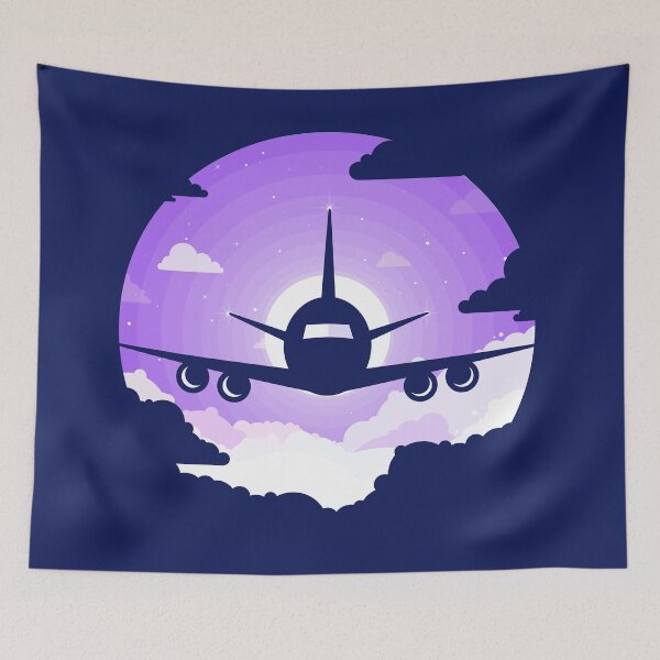 Item preview, Airplane Silhouette in a Purple Sky designed and sold by Andrey Prokopenko.