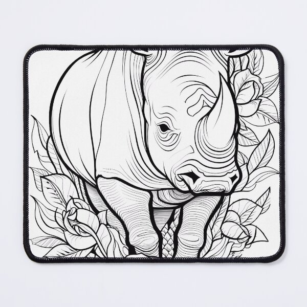 Item preview, Rhino #3 Coloring Page Pattern designed and sold by DavidColoring.