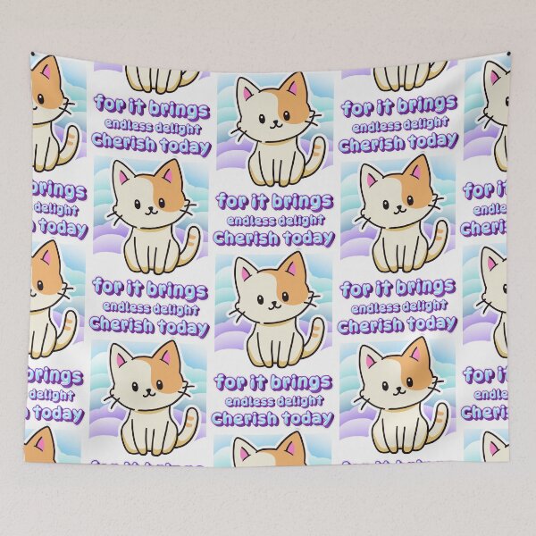 Item preview, Cherish Today For It Brings Endless Delight White Kitten Purple Glow designed and sold by SplashTastic.