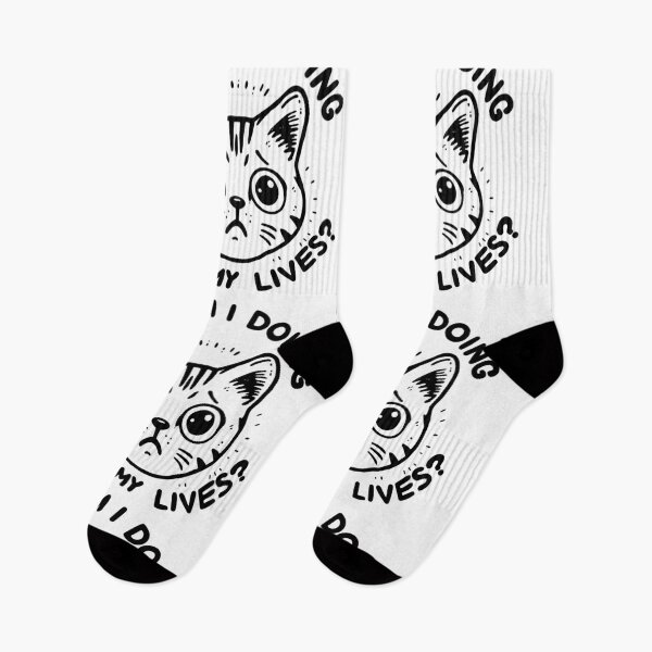 Item preview, What Am I Doing With My Lives? - Funny Cat Design designed and sold by FunnehGacha.