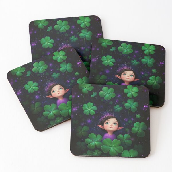 Item preview, Dreamy Elf in a Field of Lucky Clovers – Enchanted Fantasy Art designed and sold by Magical Art Store.