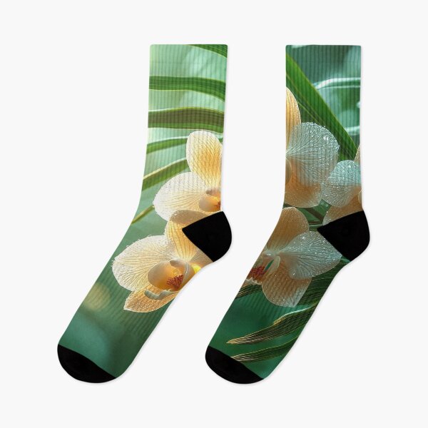 Item preview, Orchid and Palm Leaves with Morning Dew in a Tranquil Forest designed and sold by MargaretWiktor.