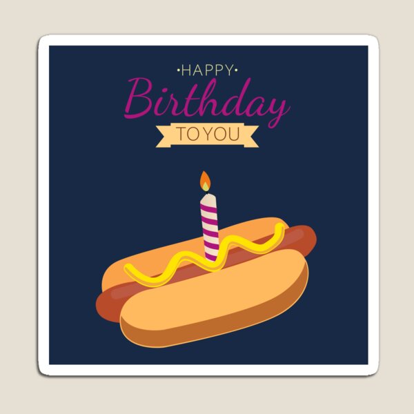 Item preview, Happy Birthday Hot Dog of Sausage and Mustard with a Candle. designed and sold by AlginaPugachova.