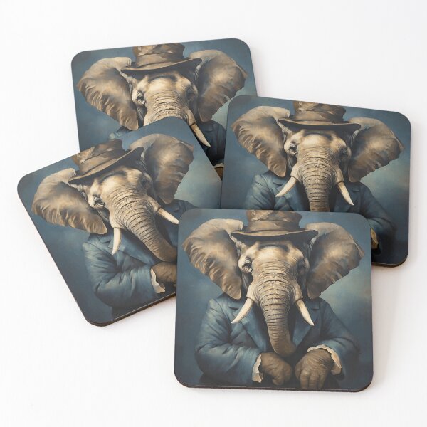 Item preview, Vintage Animal Art: Elephant Gentleman with a Hat Portrait | Animal Art | Oil Painting | Animal Portrait designed and sold by UnhingedBird.