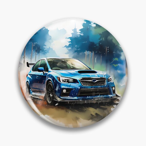 Item preview, Energetic Watercolor Style With Vibrant Blue Rally Car in Forest Motion designed and sold by RevUpDesign.