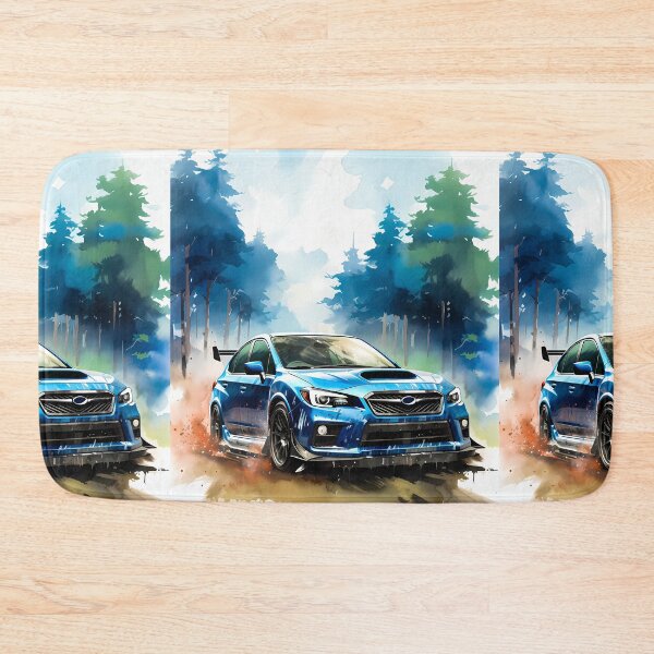 Item preview, Energetic Watercolor Style With Vibrant Blue Rally Car in Forest Motion designed and sold by RevUpDesign.