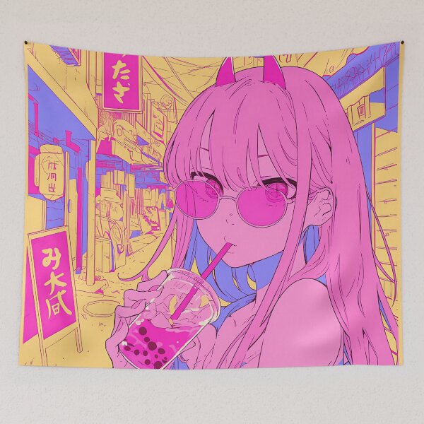 Item preview, Cute Fiend Boba Time Waifu Anime  designed and sold by AnimeArsenalPrints.