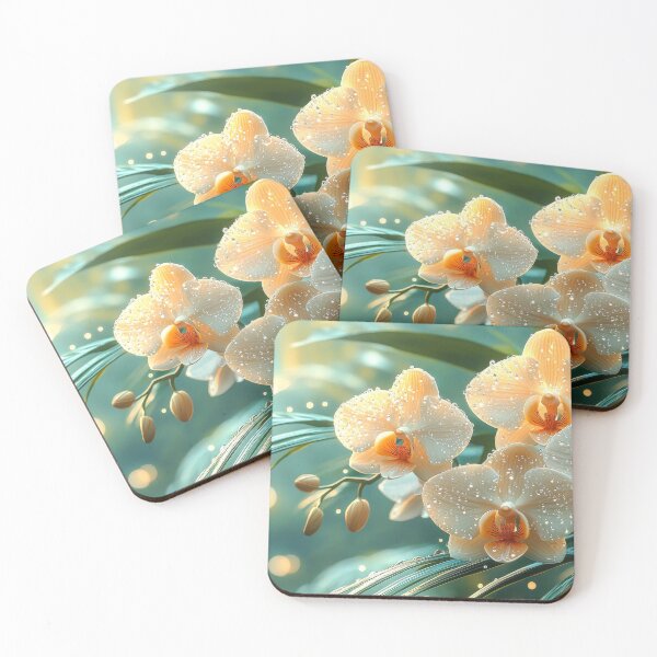 Item preview, Orchid and Palm Leaves with Morning Dew in a Tranquil Forest designed and sold by MargaretWiktor.