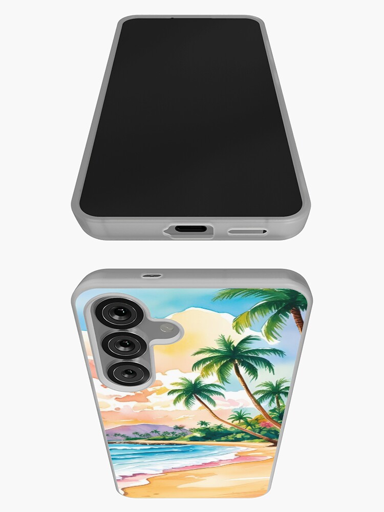 Aperçu 3 sur 4. Coque Samsung Galaxy avec l'œuvre Pastel Hawaï Aquarelle Paradis Ambiance Été créée et vendue par ErSaSolutions.