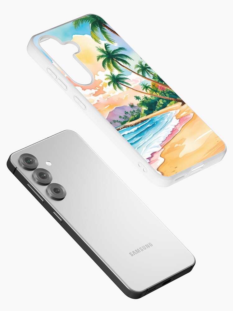 Aperçu 2 sur 4. Coque Samsung Galaxy avec l'œuvre Pastel Hawaï Aquarelle Paradis Ambiance Été créée et vendue par ErSaSolutions.