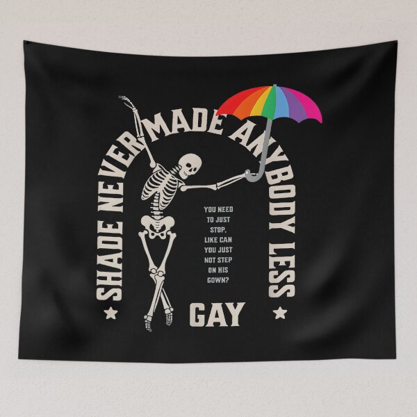 Item preview, LGBTQ Pride Skeleton Dance Shade Never Made Anybody Less Gay designed and sold by Galactic-Sketch.
