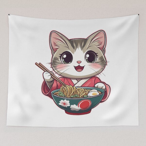 Item preview, Cute cat eating ramen designed and sold by dharanna.