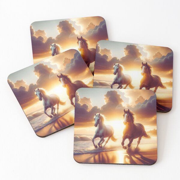 Item preview, Freedom by the sea – wild horses at sunset designed and sold by M-Masterpieces.