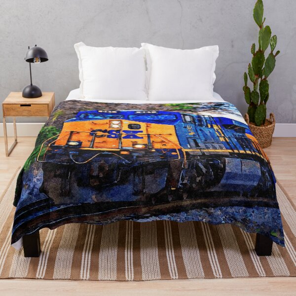 Item preview, Watercolor painting of a CSX freight train in a scenic rural setting designed and sold by GestaltImagery.