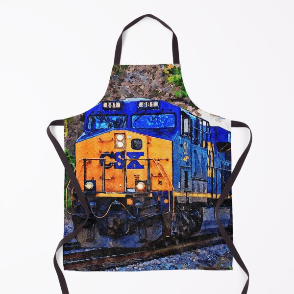 Item preview, Watercolor painting of a CSX freight train in a scenic rural setting designed and sold by GestaltImagery.