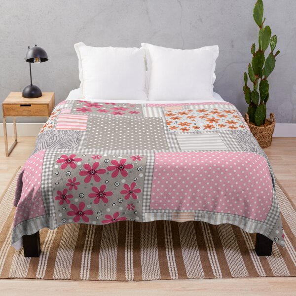 Item preview, Bright patchwork of scraps of flowers polka dots striped designed and sold by fuzzyfox.