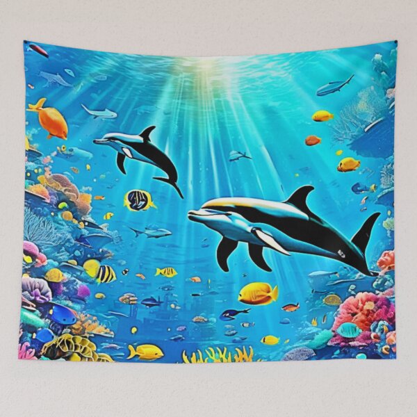 Item preview, Dolphins & Reef: Underwater Joy designed and sold by Health And Fitness Posts e-Store.