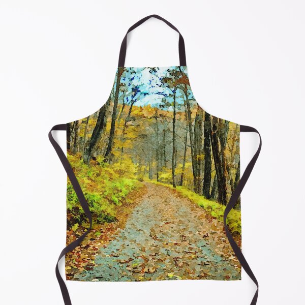 Item preview, Watercolor art of a forest trail during autumn in vibrant foliage colors designed and sold by GestaltImagery.