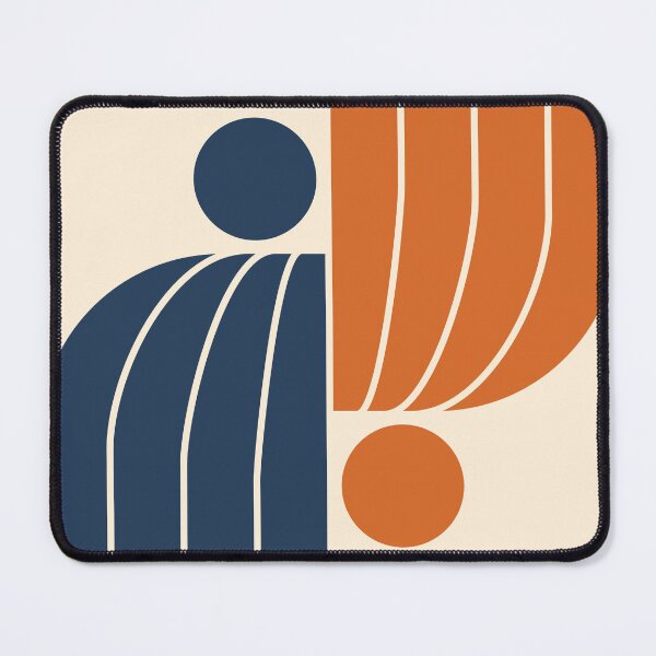 Item preview, Arch Midcentury Modern Abstract Pattern V in navy blue burnt orange designed and sold by nineFlorals.