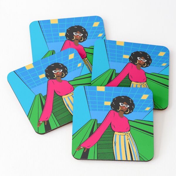 Item preview, Woman with an afro hairstyle in a subway designed and sold by Jenny Rattina.