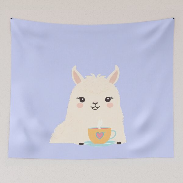 Item preview, Cute Little Llama having tea designed and sold by WoollenLlama.