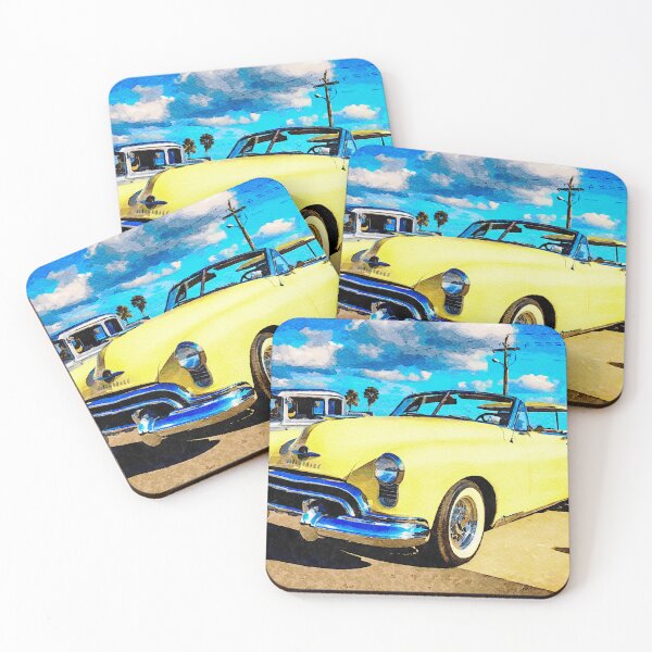 Item preview, Watercolor of a classic yellow 1949 Oldsmobile 98 Futuramic Convertible designed and sold by GestaltImagery.
