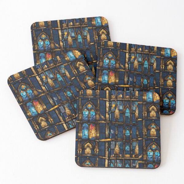 Item preview, Sacrilege Skate - Gothic Cathedral Meets Street Culture Art in Midnight Blue & Gold designed and sold by WeirdlyWorn.